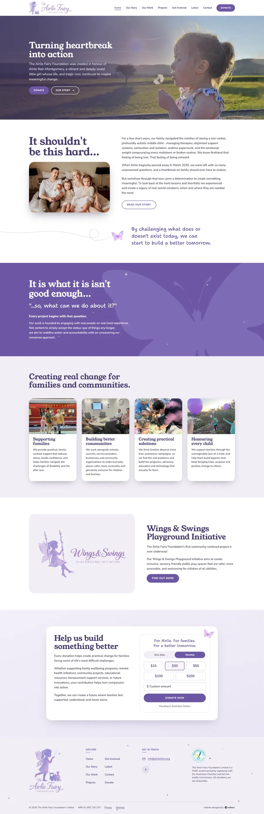 The Airlie Fairy Foundation website designed and built by Webics