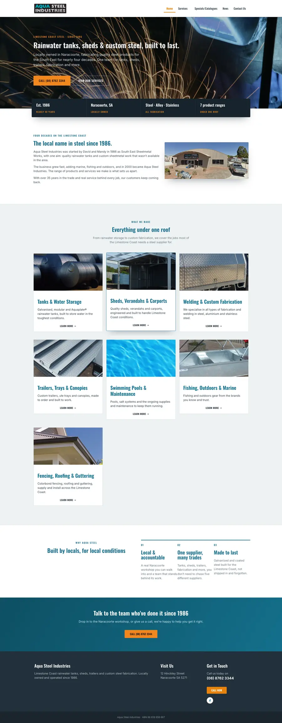 Aqua Steel Industries website designed and built by Webics