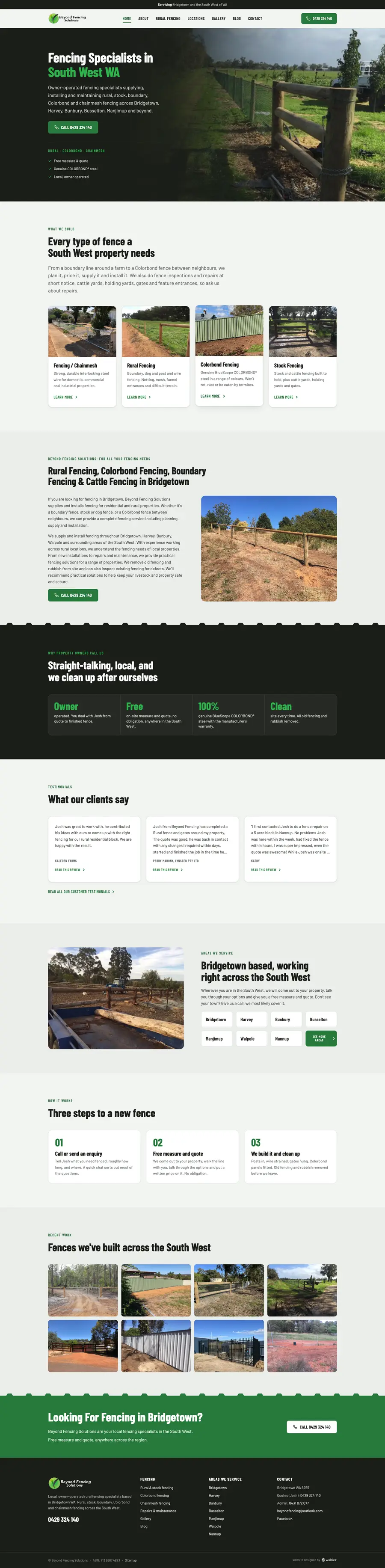 Beyond Fencing Solutions website designed and built by Webics