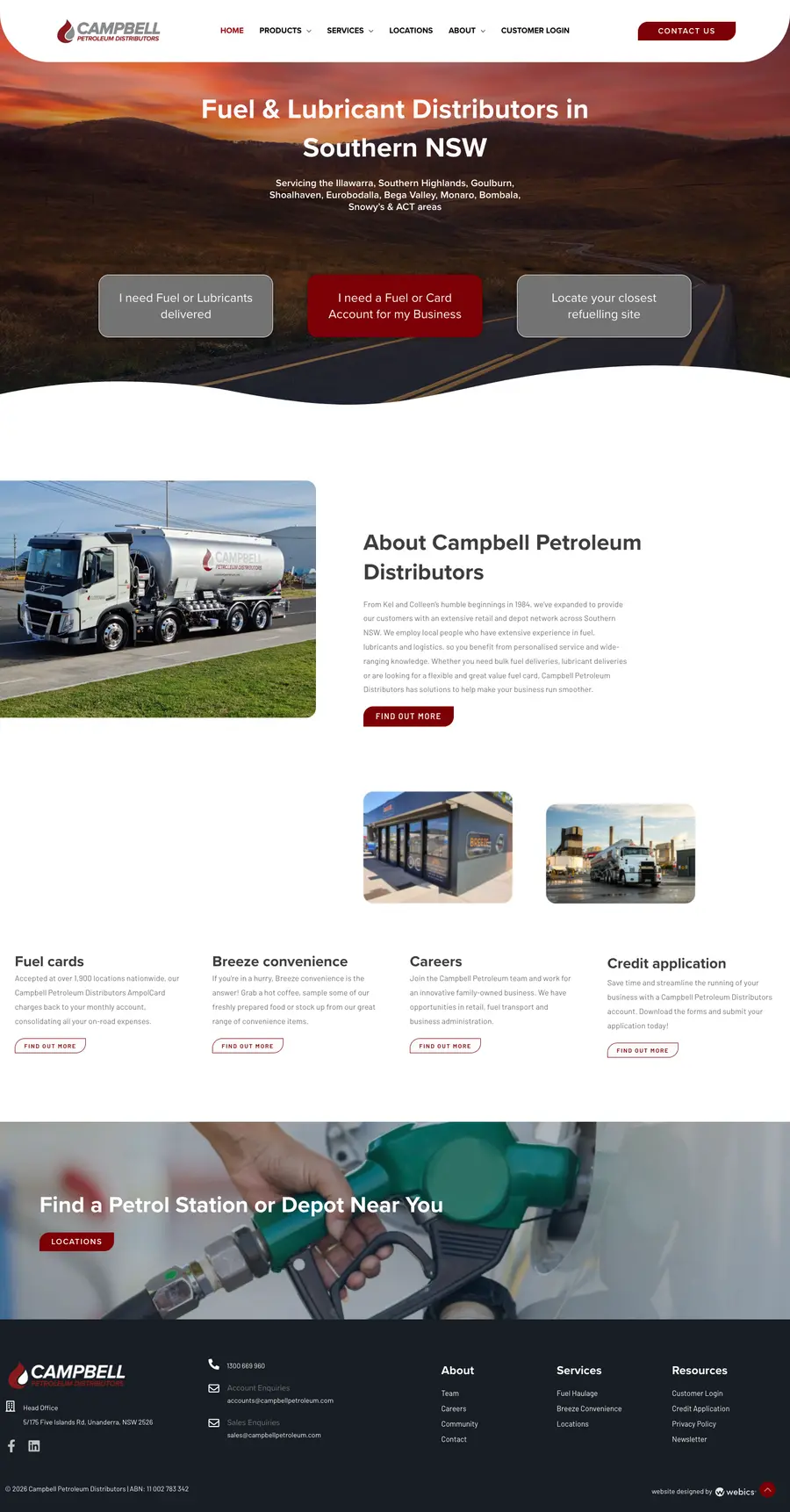 Campbell Petroleum website designed and built by Webics