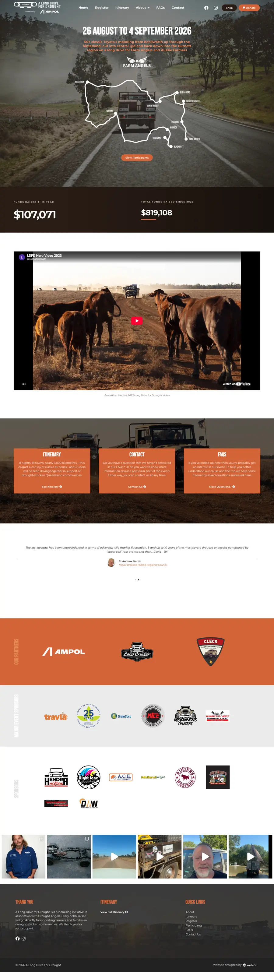 A Long Drive For Drought website designed and built by Webics