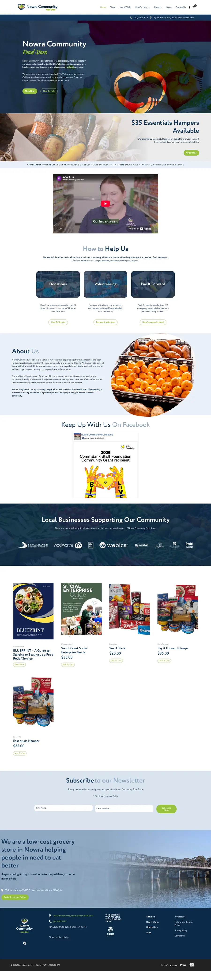 Nowra Community Food Store website designed and built by Webics