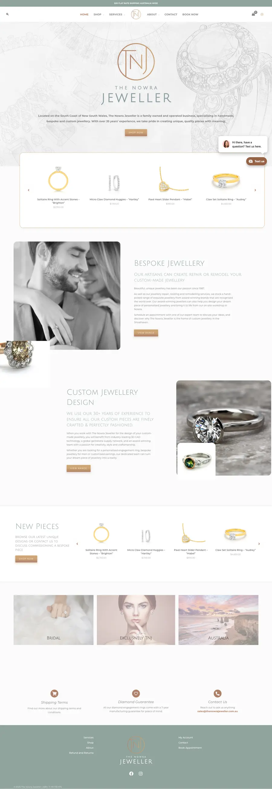 The Nowra Jeweller website designed and built by Webics