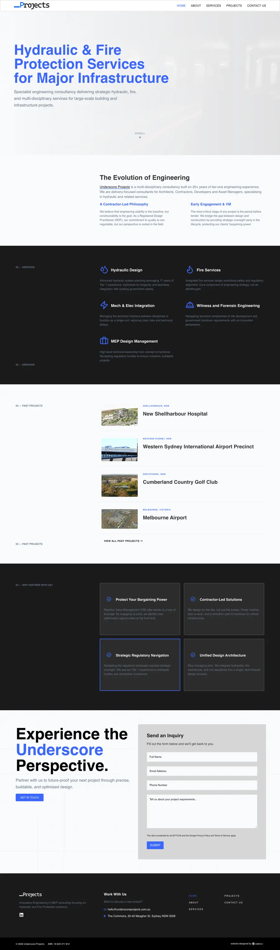 Underscore Projects website designed and built by Webics
